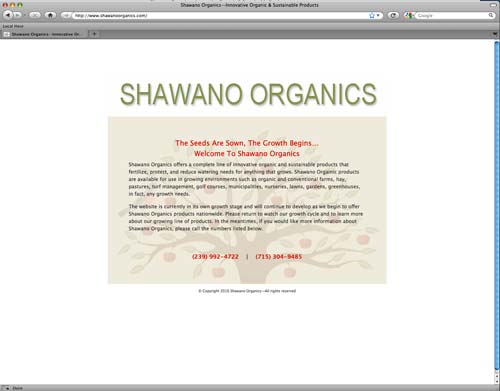 Shawano Organics website