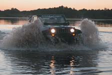 Jeep making a wake