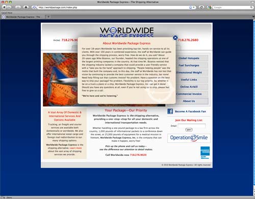 Worldwide Package Express website